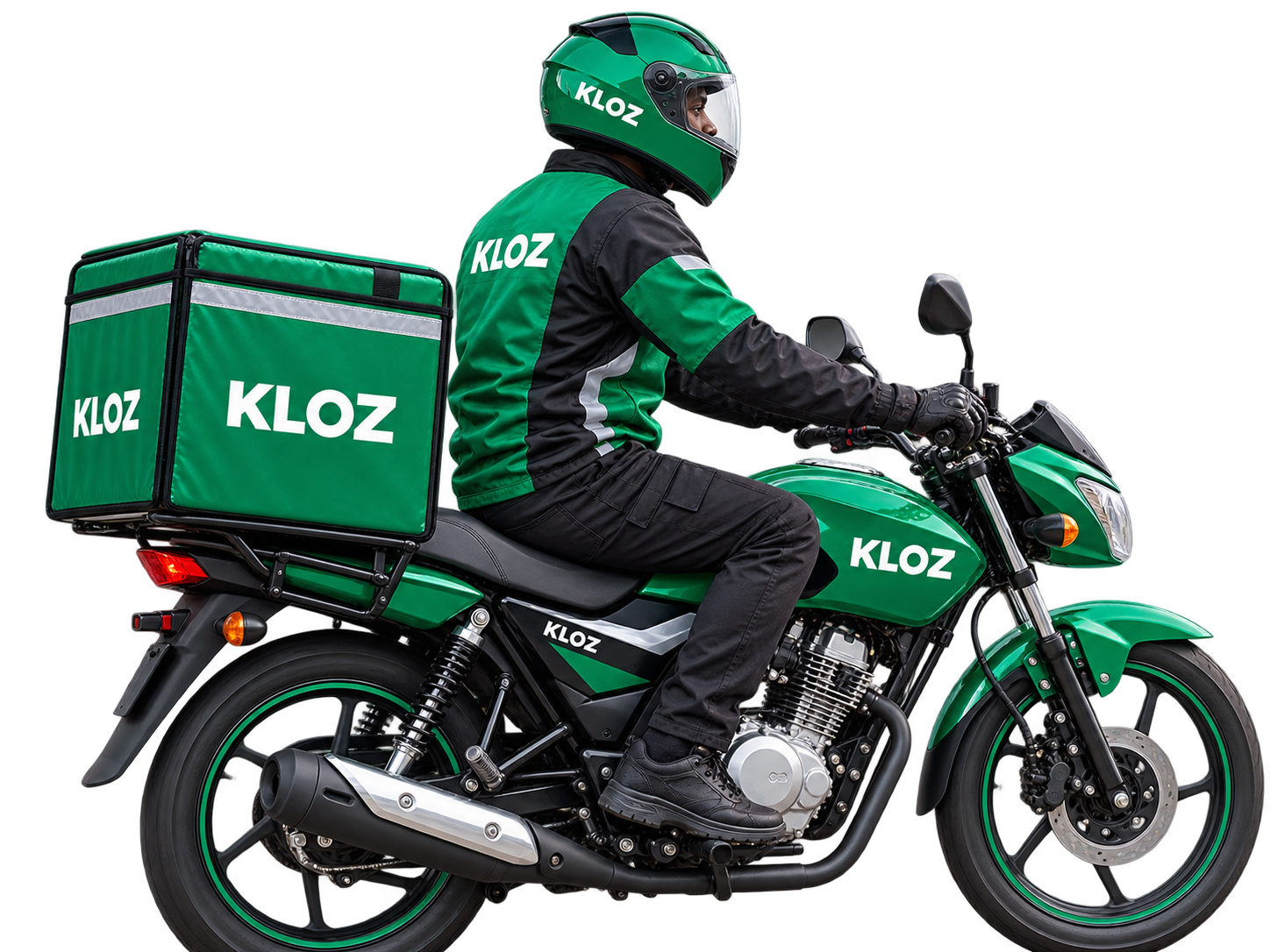 KLOZ Dispatch rider on a motorcycle